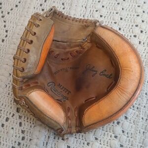Rawlings‎ MJ77T Johnny Bench Catchers Mitt Glove Deep Well Pocket Orange Sides